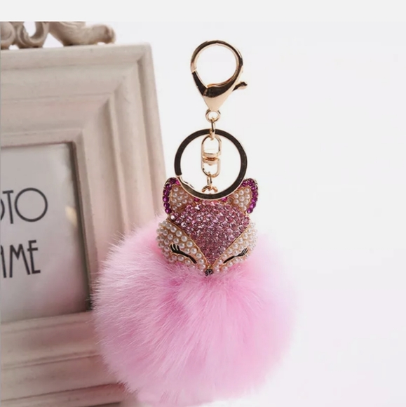 Faux fur fox handbag charm - Picture 2 of 3